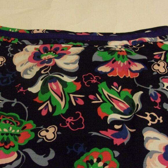 Boden Sz. 8 8R Straight Skirt Black Colorful Floral Pattern Cotton Blend Stretch - Picture 3 of 6